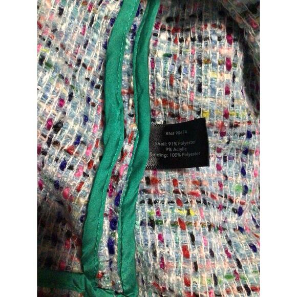 Boston Proper Womens Blazer 16 Multicolor Tweed Metallic Hook Closure Classic - Picture 7 of 11